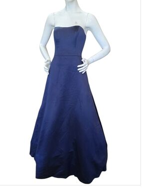David's Bridal Strapless Navy A-Line Gown Sz 4